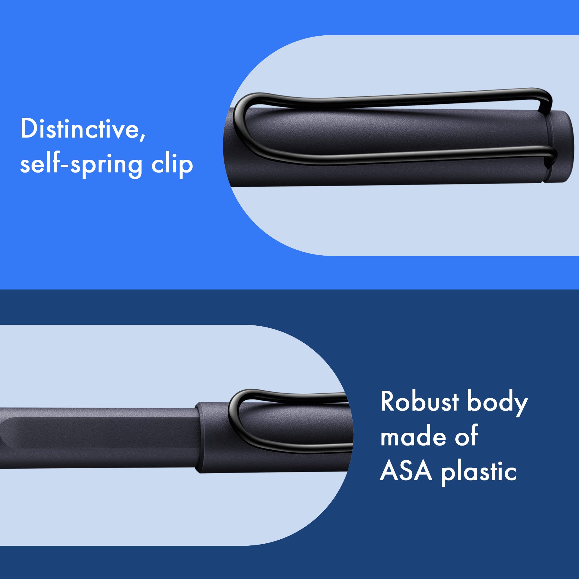 Lamy Safari Rollerball Penna Roller Ink Steel Black Tratto M Cartuccia Blu T10 ASA Robusta