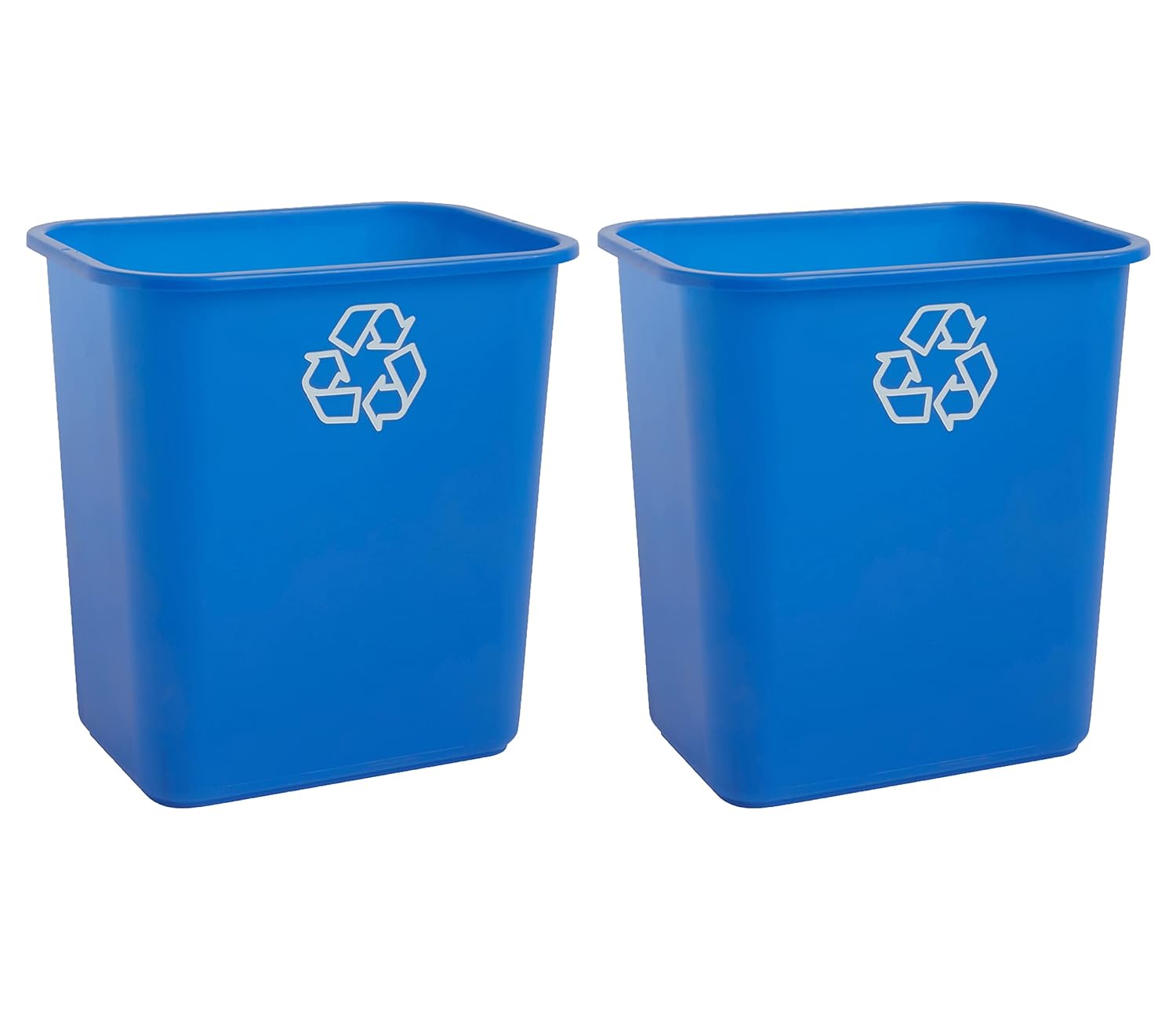 United Solutions 7 Gallon Space-Saving Recycling Bins (Pack of 2) - Slim Blue Trash Cans for Under Desk, Kitchen, Office