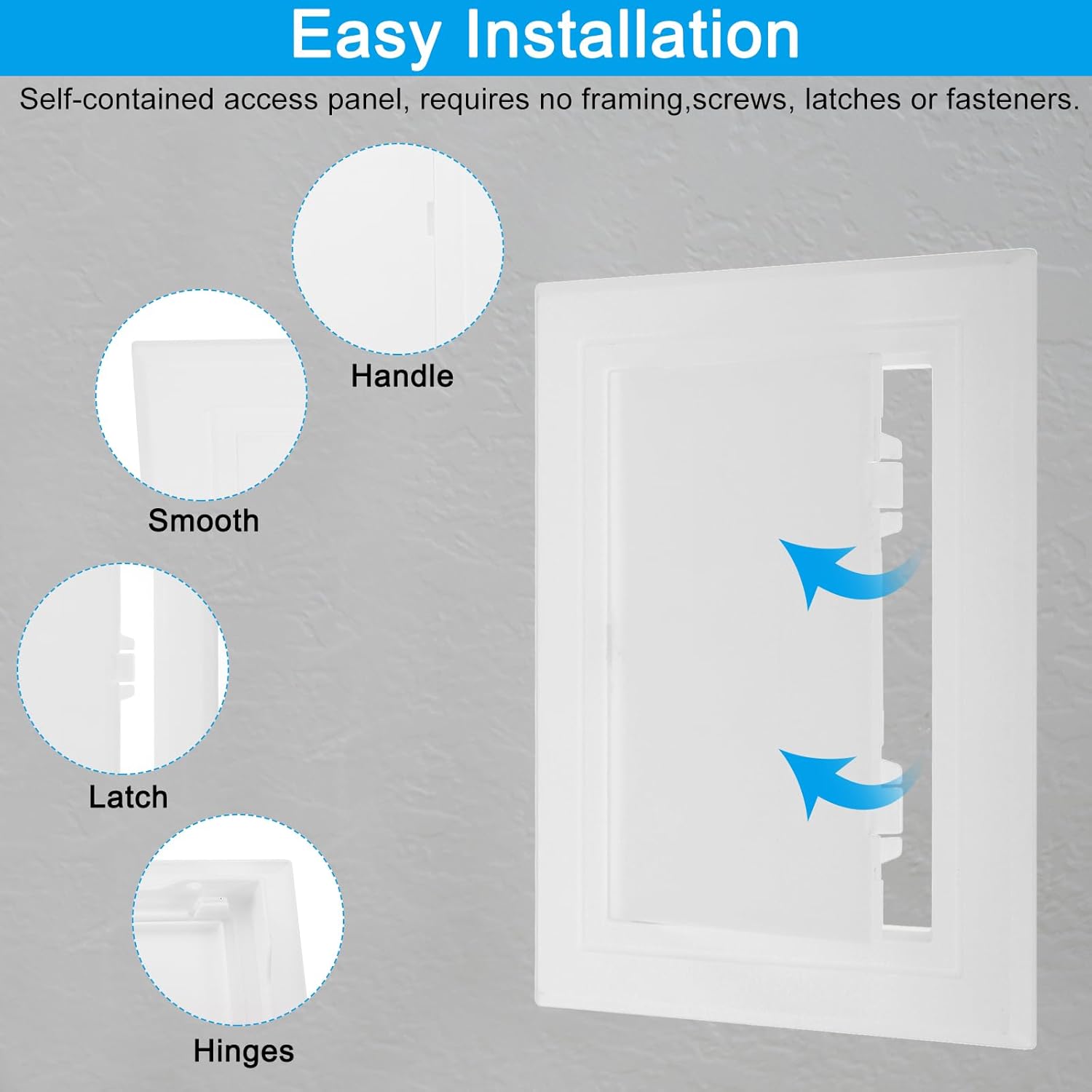 PATIKIL 12x6 inch(295x145mm) Removable Hinged Access Panel, 2 Pcs ABS Plumbing Access Doors Easy Wall Hole Cover for Drywall Plumbing Electrical Cables Wiring, White