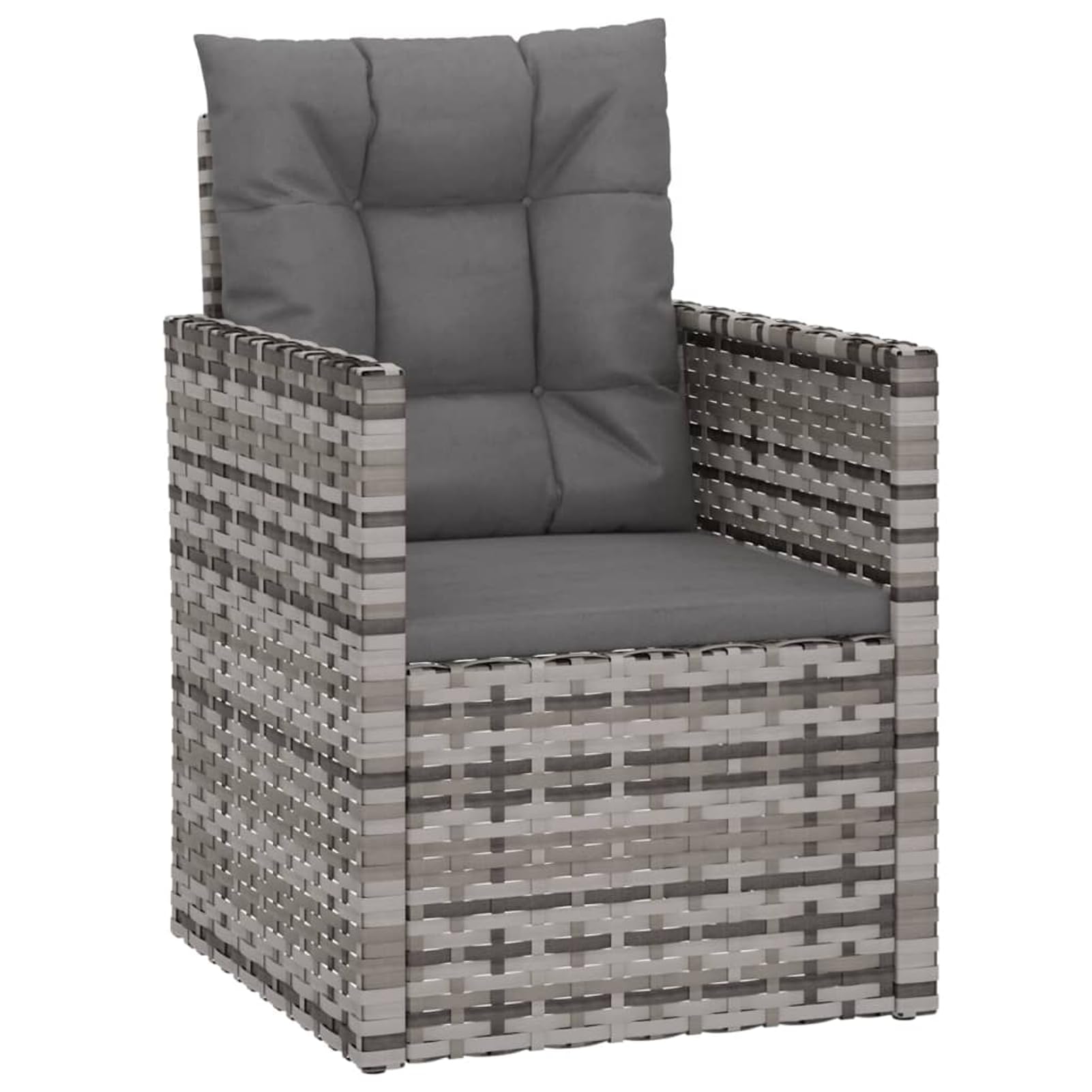 Gecheer Poltrona da Giardino, con Cuscini Grigi in Polyrattan Resistente agli Agenti Atmosferici, 53x57x75 cm, Struttura in Acciaio Verniciato a Polvere, per Esterno e Terrazza