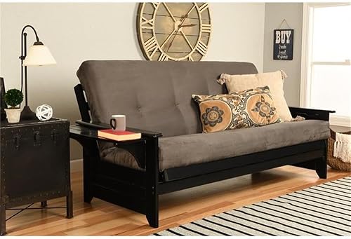 Miniatura 2 de Home Square Colchón de futón de resorte de 8 pulgadas, tamaño matrimonial, colchón de tela de gamuza para sofá cama, color negro, marco no incluido,