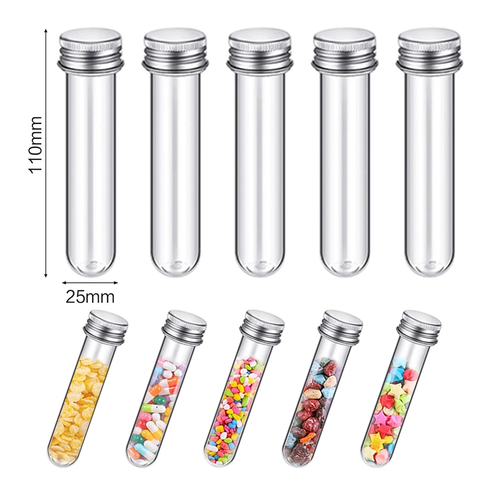 yingyingjia 20 SZTUK Laboratorium 30 ml PET Probówka Butelka Przezroczysta Cylindryczna Plastikowa Butelka Wkładana Do Maski Cukierki Linia Danych 25 * 110mm