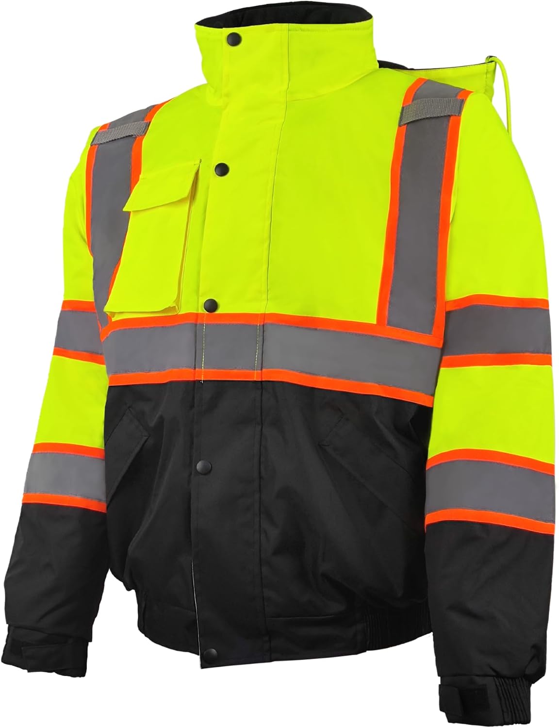 Safety Work Bomber Reflective Jackets for Men, Winter High Visibility Fleece Liner Jacket ANSI Compliant Waterproof
