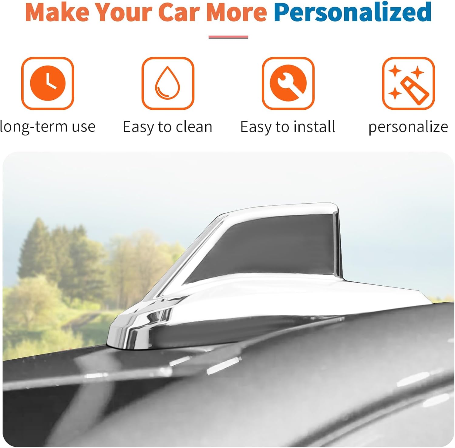 JeCar Chrome Shark Fin Antenna Cover Trim for 2019-2025 Chevrolet Silverado/Suburban/Tahoe/GMC-Yukon/GMC-Sierra/Cadillac Escalade