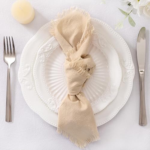 Miniatura 9 de Socomi Servilletas de tela hechas a mano de algodón y lino con flecos, estilo bohemio, para otoño, Acción de Gracias, Navidad, decoración de boda