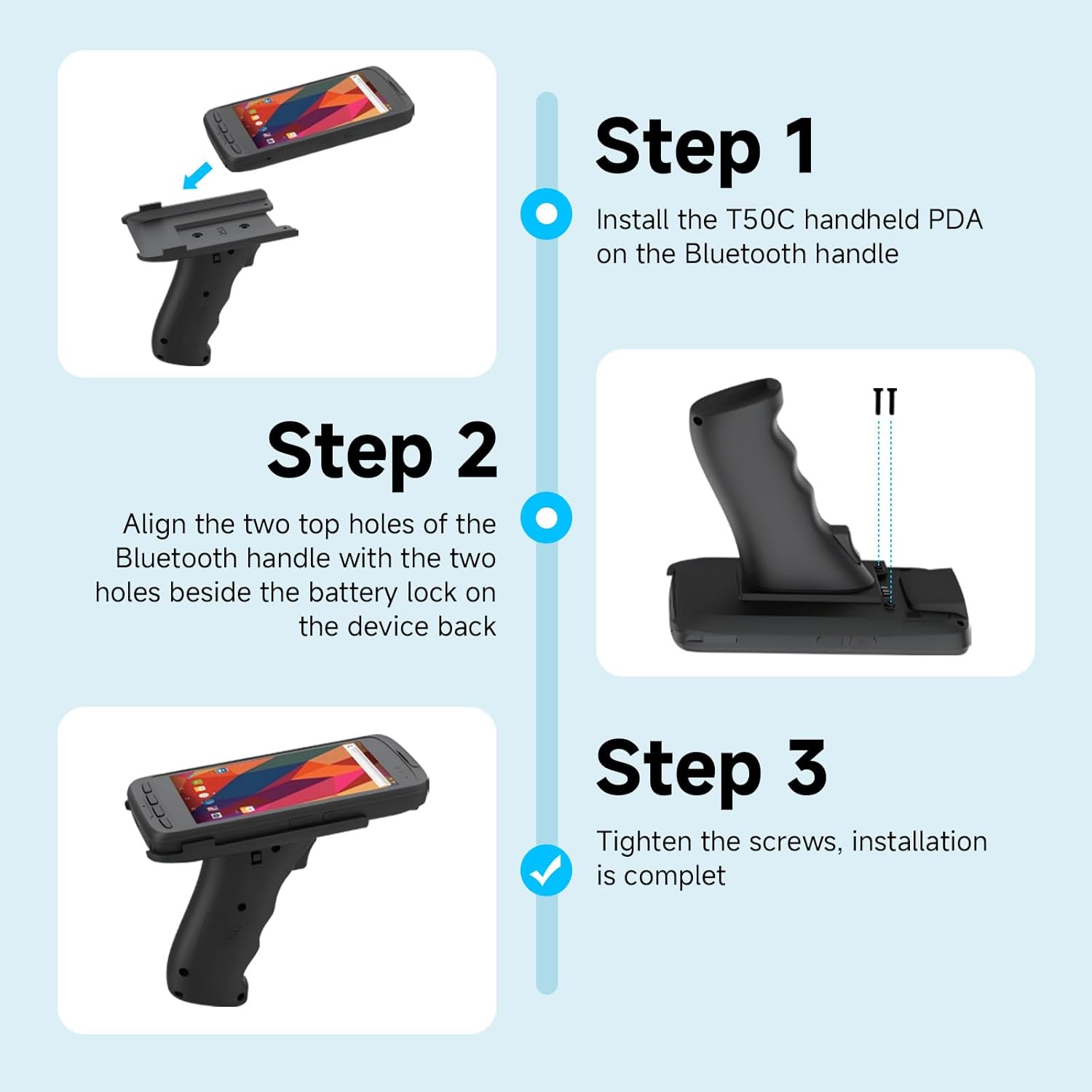 Bluetooth Pistol Grip for T50C Android Barcode Scanner, 5", Support Battery Installation, Spare Part Only