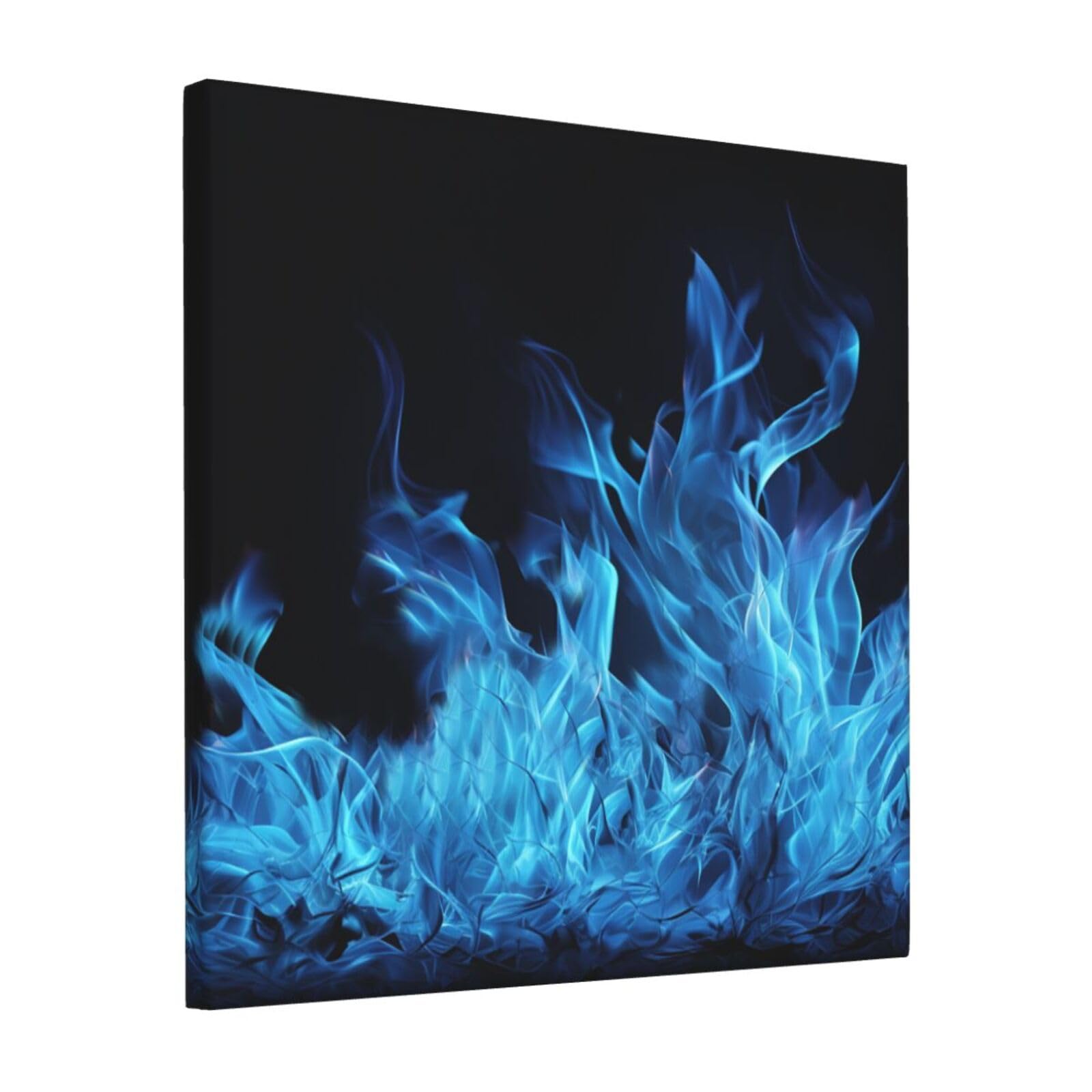 KLOPH Blue Flame Canvas Wall Art for Living Room 12"x12" Modern Artwork Painting for Bathroom Hanging Canvas Prints Aesthetic Wallart for Bedroom Kitchen Office Wall Decor