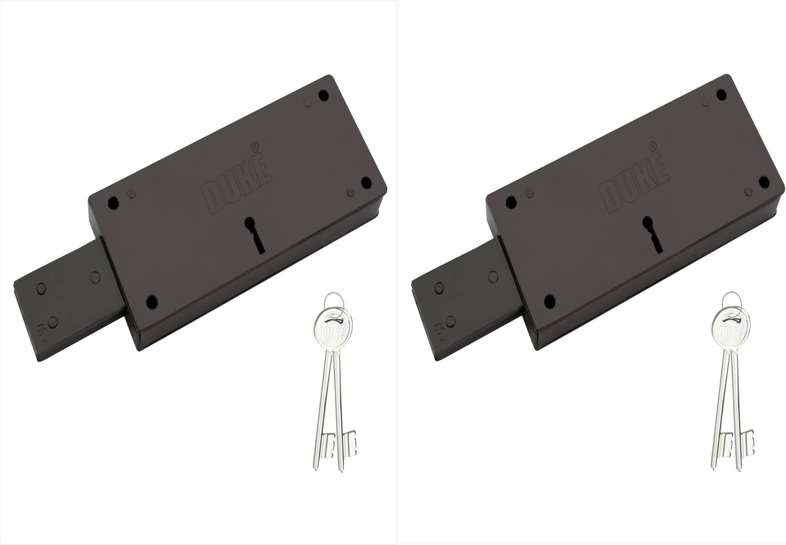 Duke Shutter Lock Sleek Pack of 2 Pieces Rolling Shutter Lock 3 Turn Shutter Locks Locks for Shutter & Main gate Color Black Steel