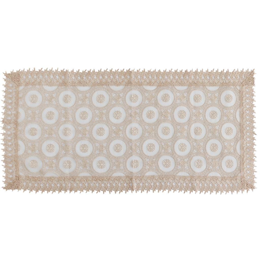 UJEAVETTE Embroidered Lace Tablecloth Retro Table Cloth Party Decor Golden 120X60Cm-image-33