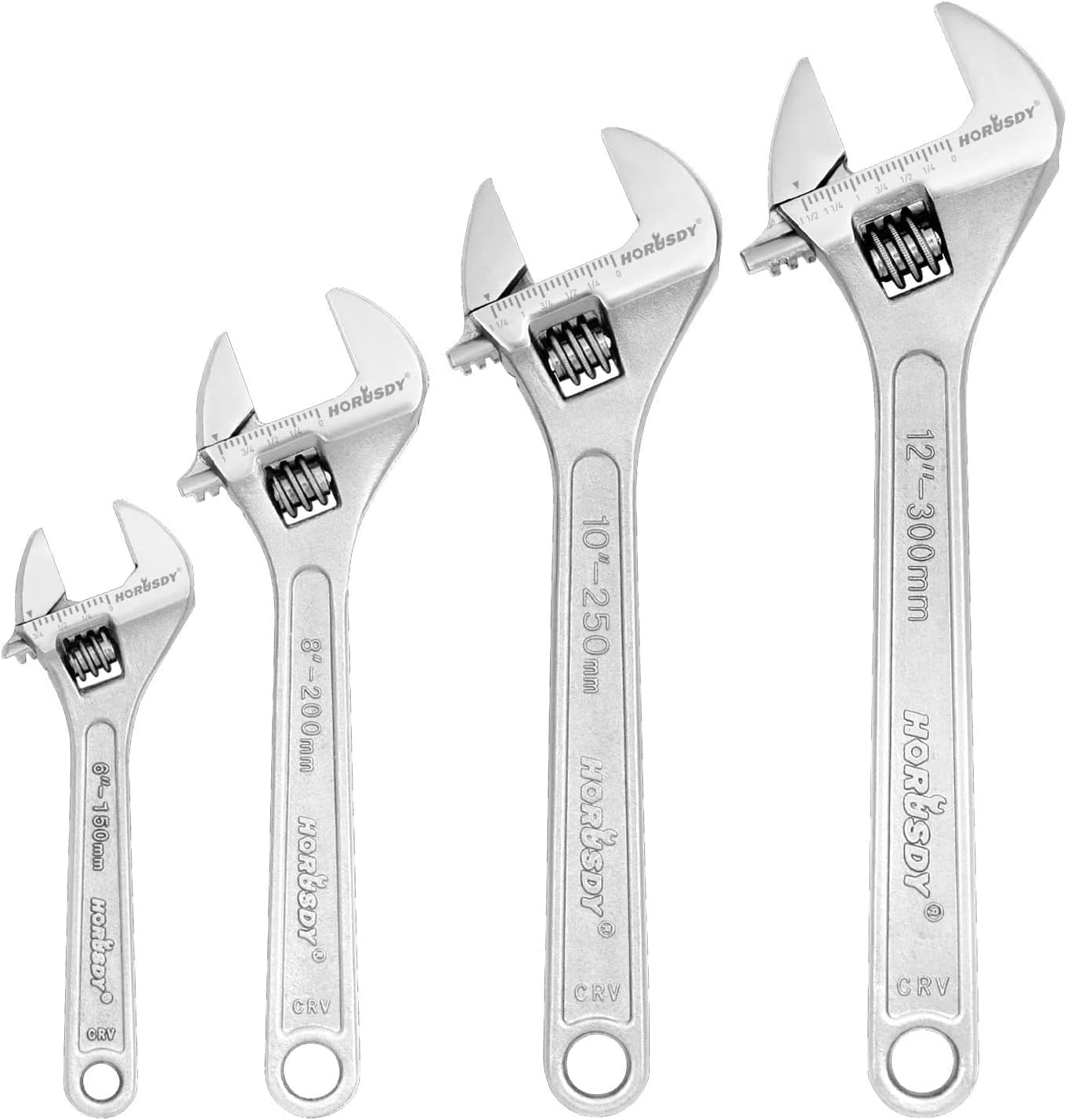 HORUSDY 4Piece Adjustable Wrench Set, CRV Steel Shifter, Crescent