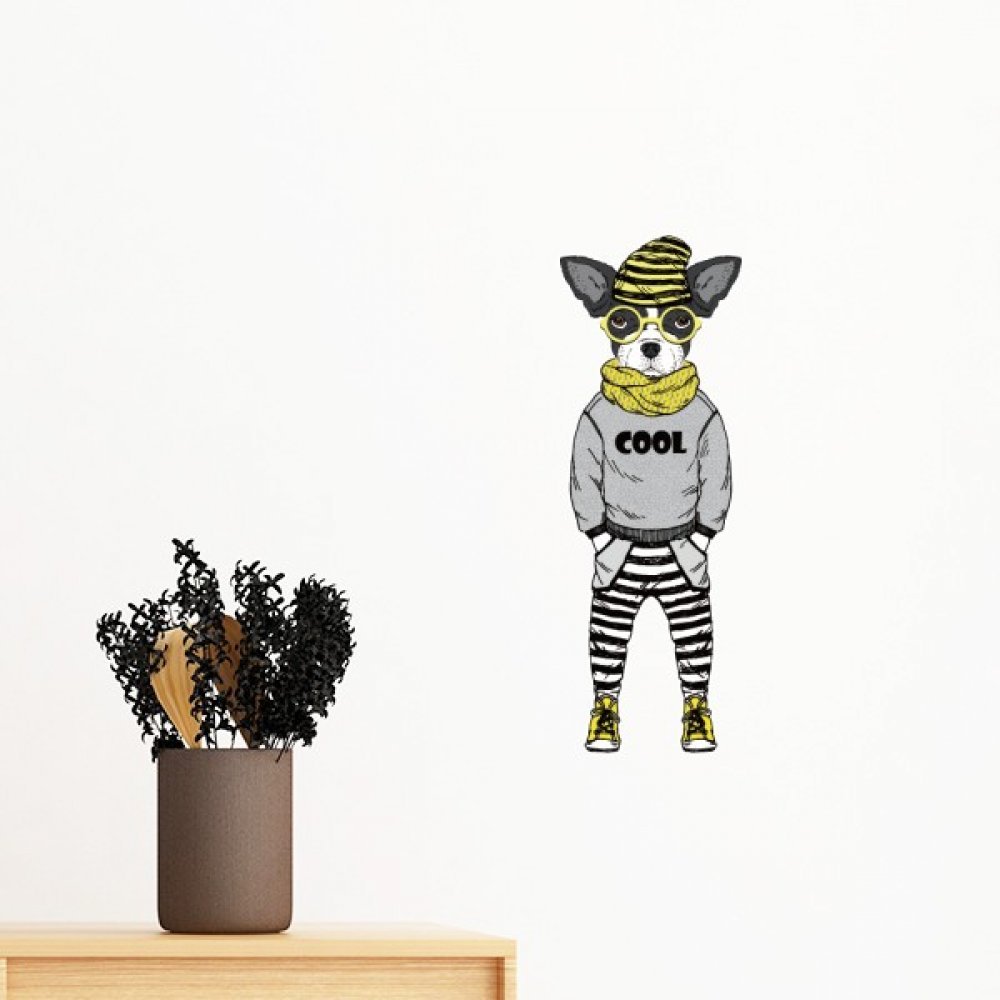 Sticker mural aquarelle chien papier peint amovible vinyle chambre 35cm