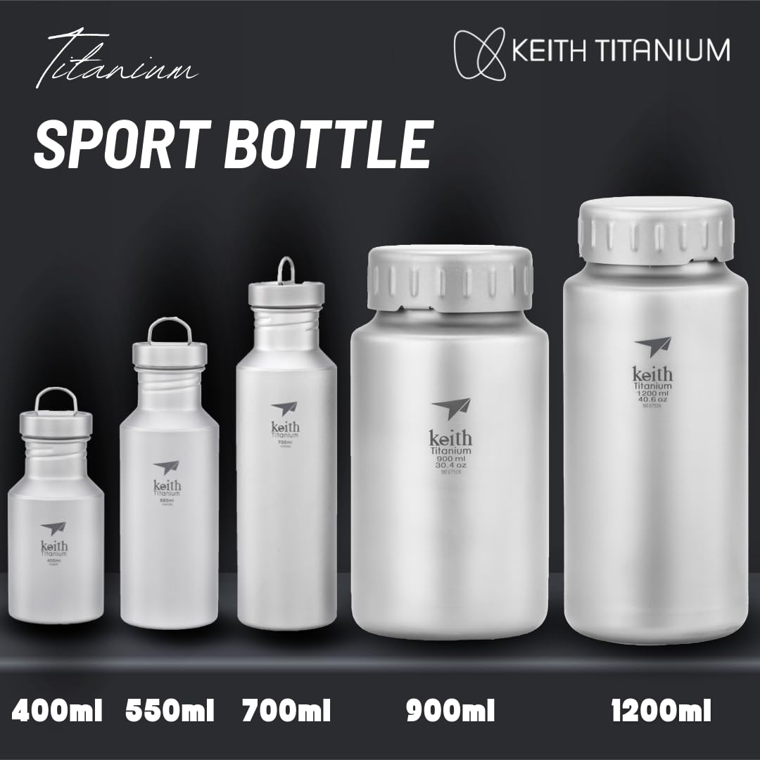 Keith Bouteille d'Eau en Titane Avec Bouchon à Baïonnette, Ti3032, 400ml – Gourde de Voyage Pour Eau, Thé et Café, Idéale Pour l’Hydratation en Plein Air, Camping et Randonnée (18.0x9.2x7.3)