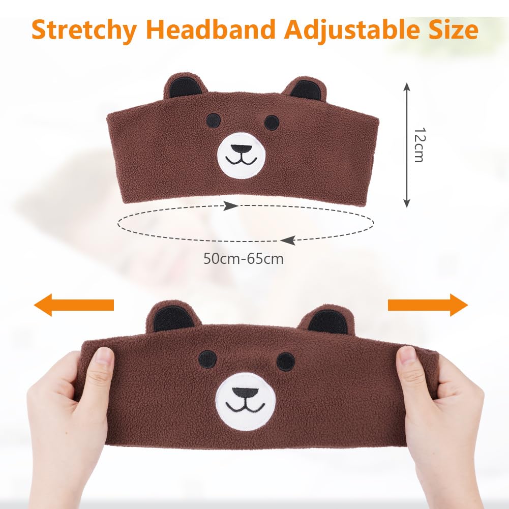 OFFCUP Masque de Nuit Enfant, 100% Occultant Masque de Sommeil, Bandeau Bluetooth Mignon, Doux et Confortable pour Dormir Masques pour les Yeux, Casque de Sommeil sans Fil pour Homme Femme -Ours