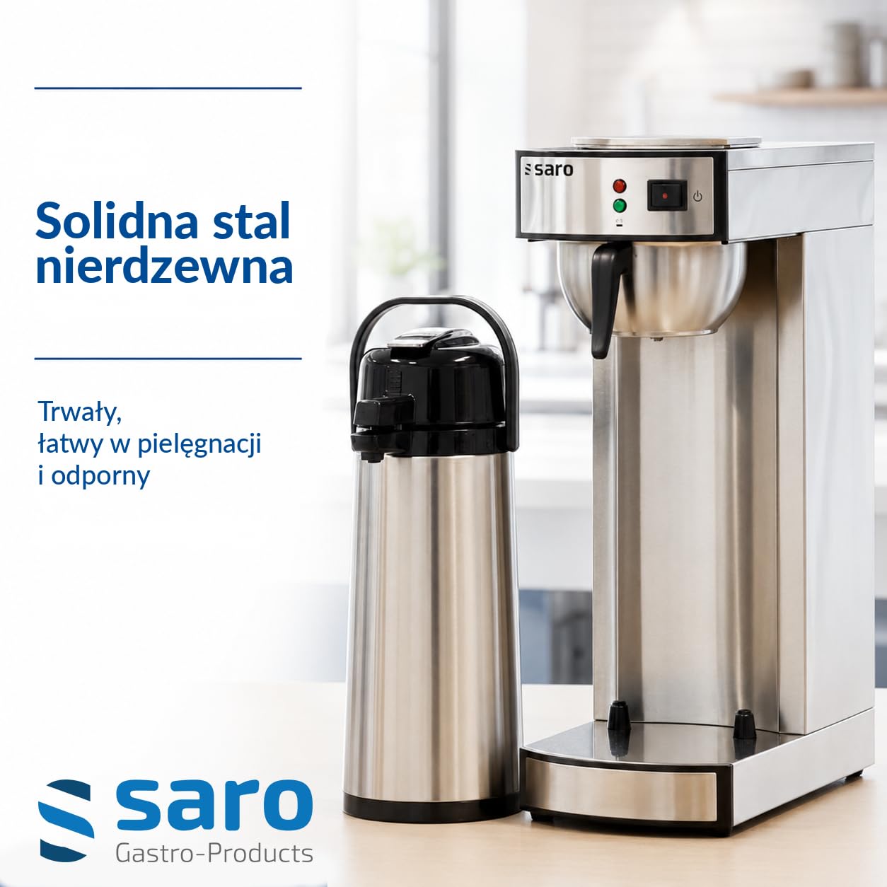 Saro 317-2085 SAROMICA THERMO 24 Ekspres do Kawy, 1900 W, 1,8 L, Srebrny