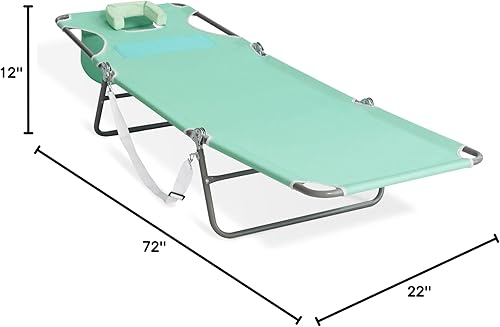 Miniatura 2 de Ostrich Chaise Lounge - Silla de playa reclinable ligera y ajustable para broncear, piscina, lago, patio, césped, campamento, verde azulado (paquete