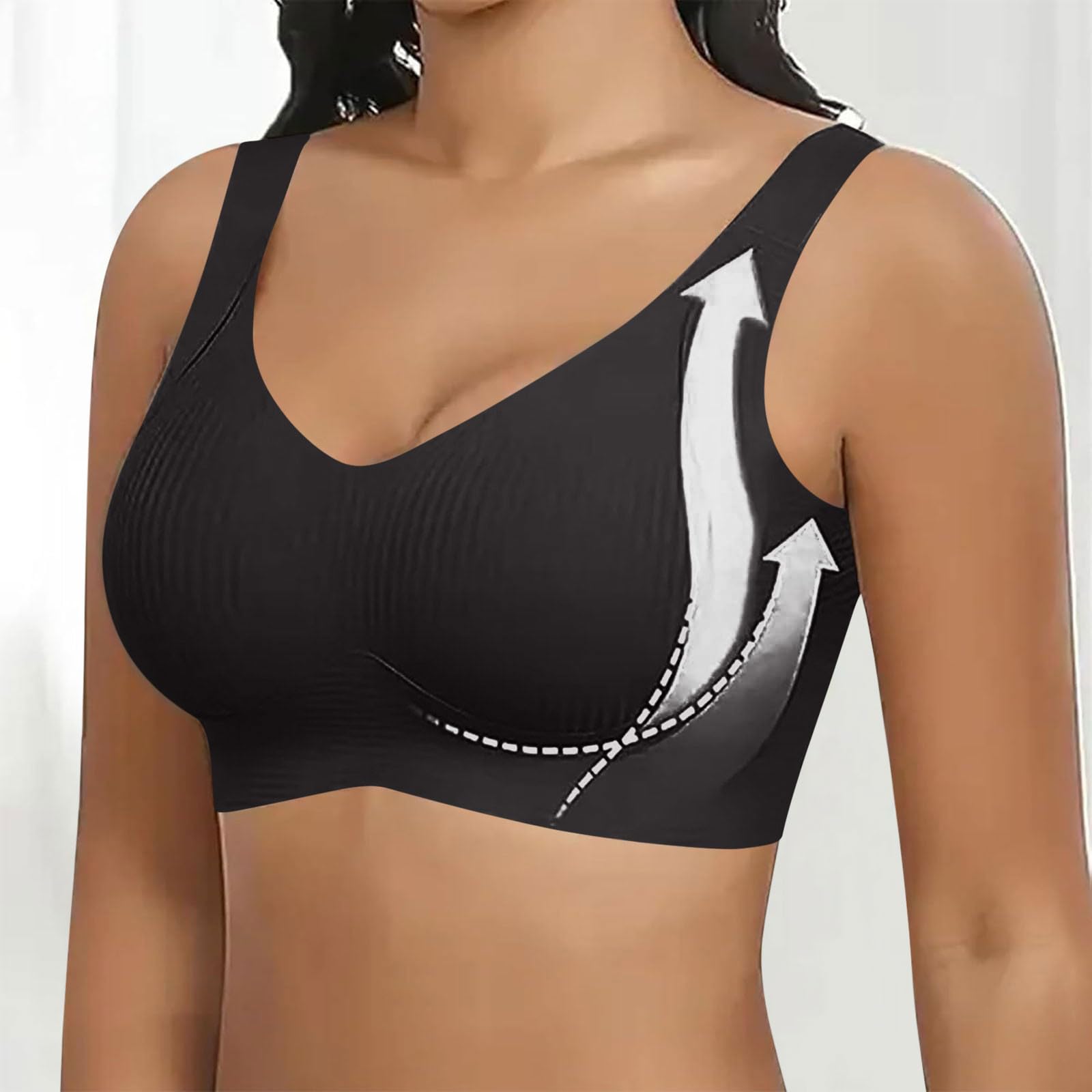 3 Paquete Sujetadores Deportivo sin Aros Mujer Sujetador Push Up sin Costuras Bralette con Escote en V Sexy Sostenes Básicos Cómodo sin Costuras Bra Suave para Diario