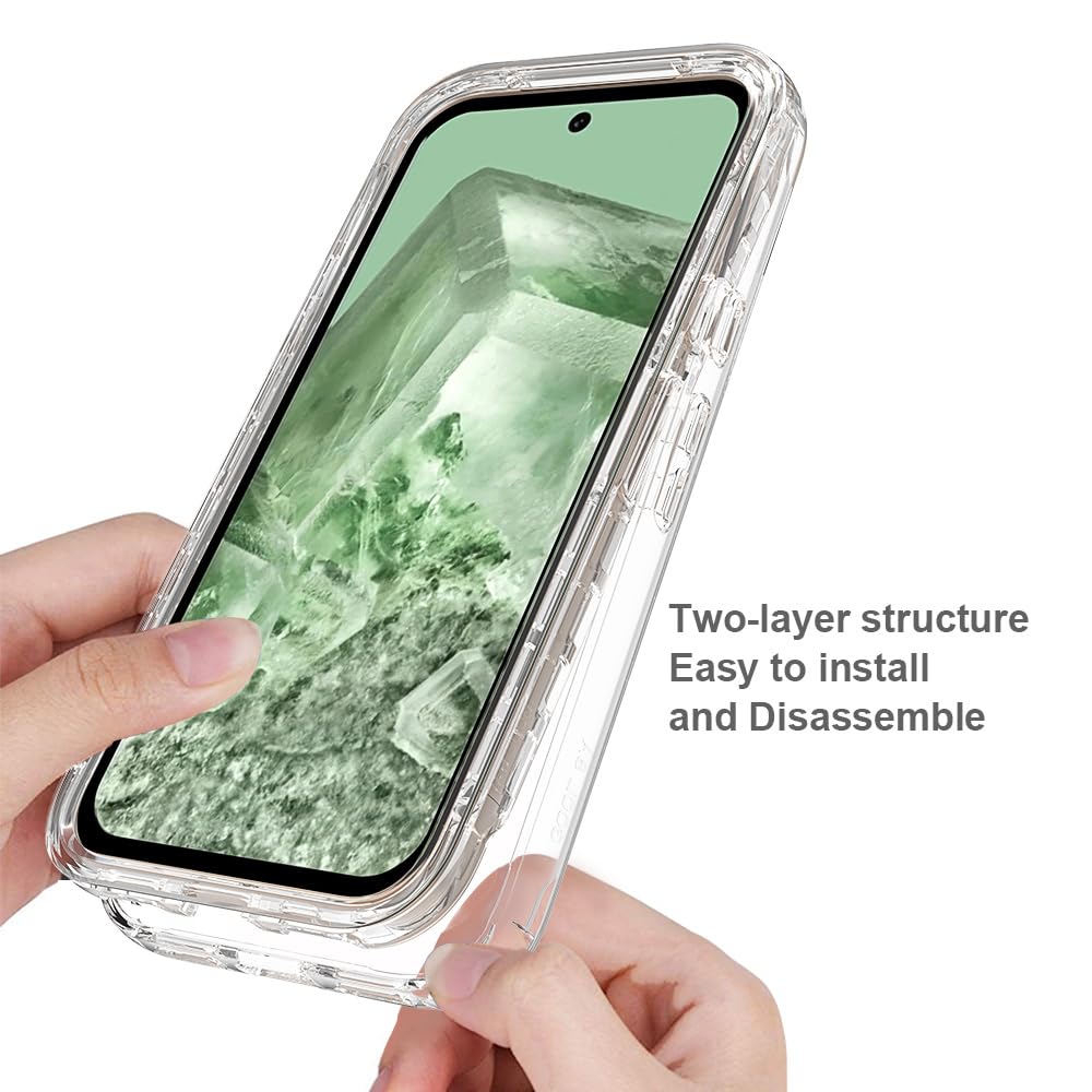 Lanhiem Cover Per Google Pixel 8A Impermeabile, IP68 Waterproof Custodia Subacuqe,Antiurto Rugged Resistente con 360 Gradi Protezione dello Schermo per Google Pixel 8A,Nero