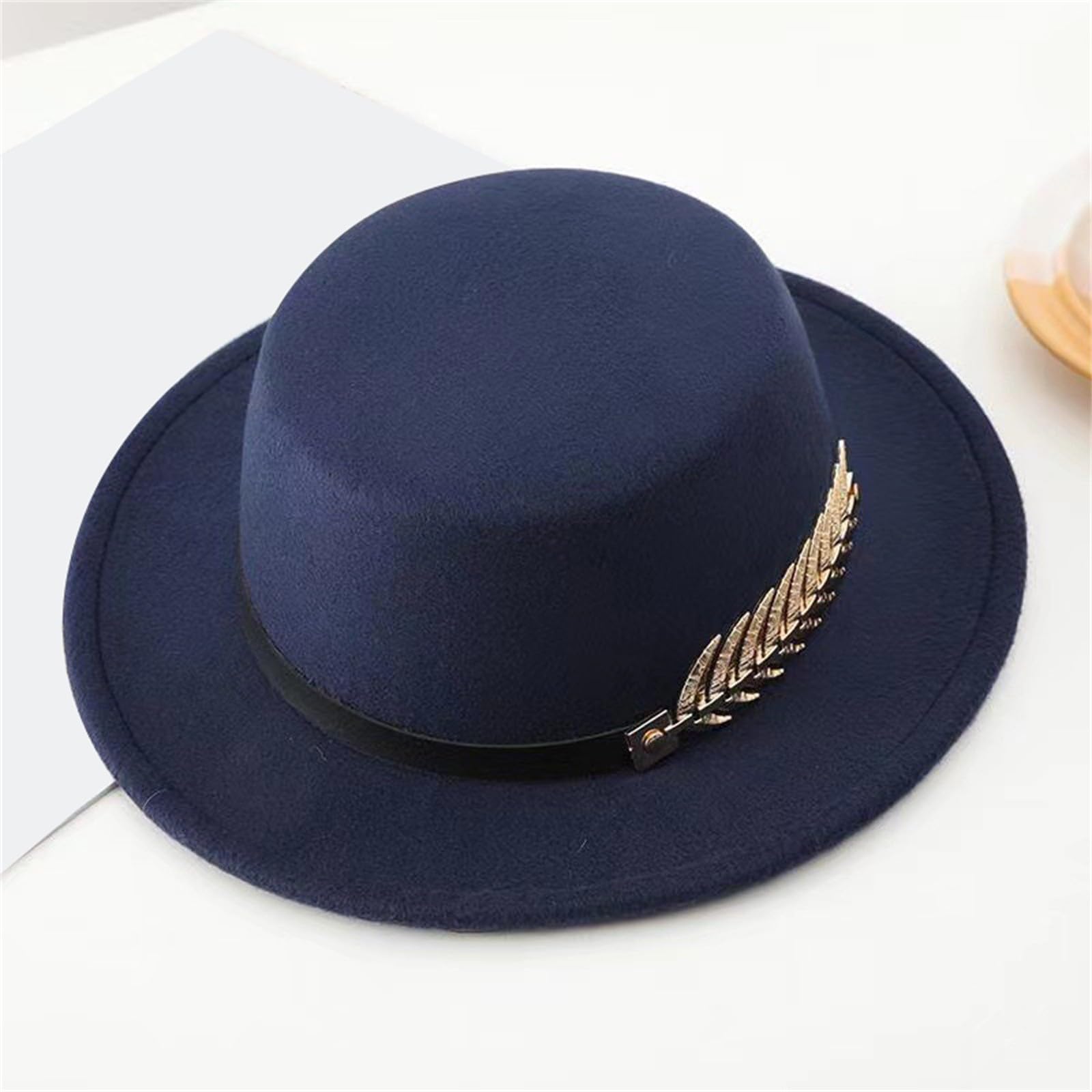 Generisch Bonnet en laine pour homme et femme avec nœud et large bord - Bonnet de jazz plat pour femme - Bonnet français homme