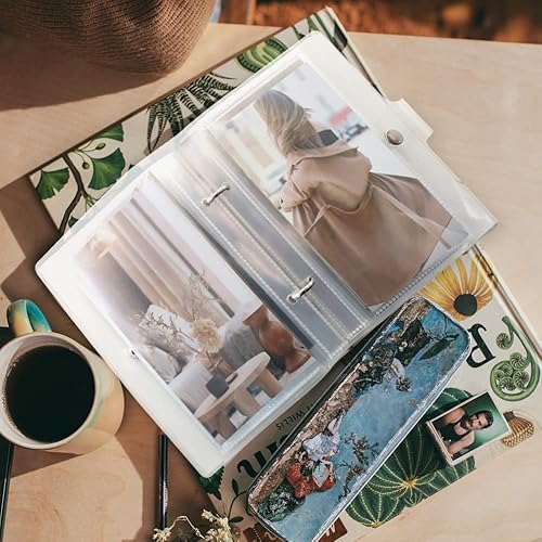 Miniatura 7 de Álbum de fotos pequeño transparente para fotos de 4 x 6 pulgadas, libro de fotos de hojas sueltas, libro de Brag pequeño con 25 páginas interiores