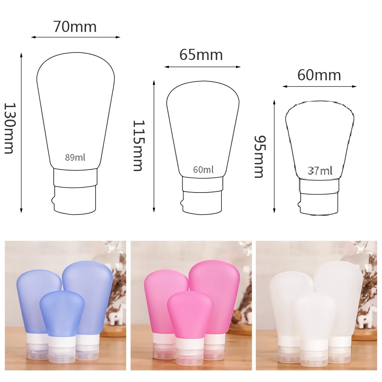 12 Stück 89ml Leer Rosa Silikon Weiche Reiseflasche Nachfüllbar Reisebehälter Tube, Kosmetik Flaschen Set für Creme, Lotion, Shampoo Spülung, Pflegeprodukten + 1 x Waschpad