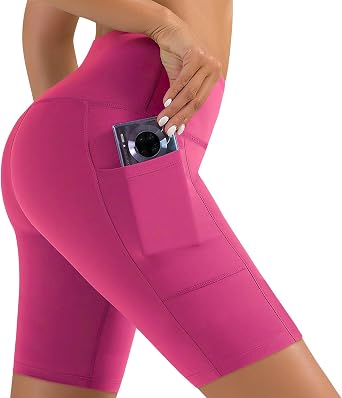 NEW YOUNG Biker Shorts Women with Pockets,5"/8" High Waisted Yoga Shorts Tummy Control for Workout Running