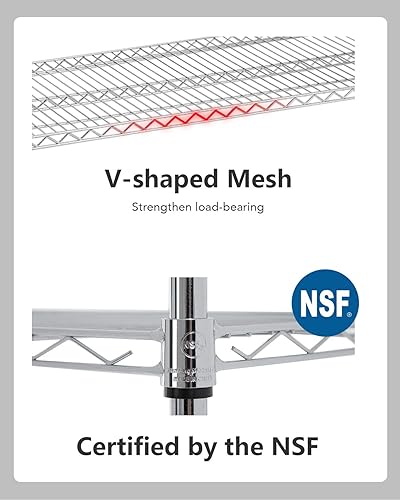 Vista 20 de FDW - Estantería metálica : 6 estantes de alambre de acero resistente ajustables, con ruedas, 48 pulgadas (L) x 18 pulgadas (An) x 76 pulgadas (A)