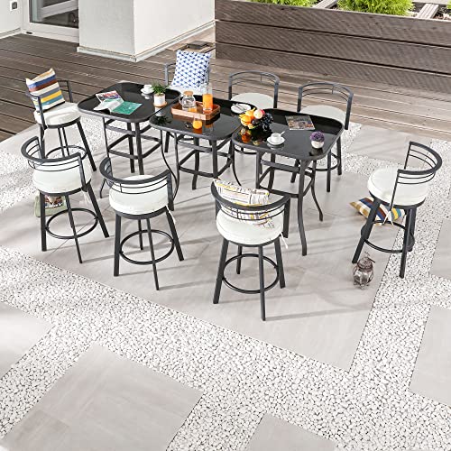 Image of LOKATSE HOME 8 Pieces Outdoor Swivel Bar Stools Set Armless Bistro Furniture Patio Height Metal Chairs with Cushion