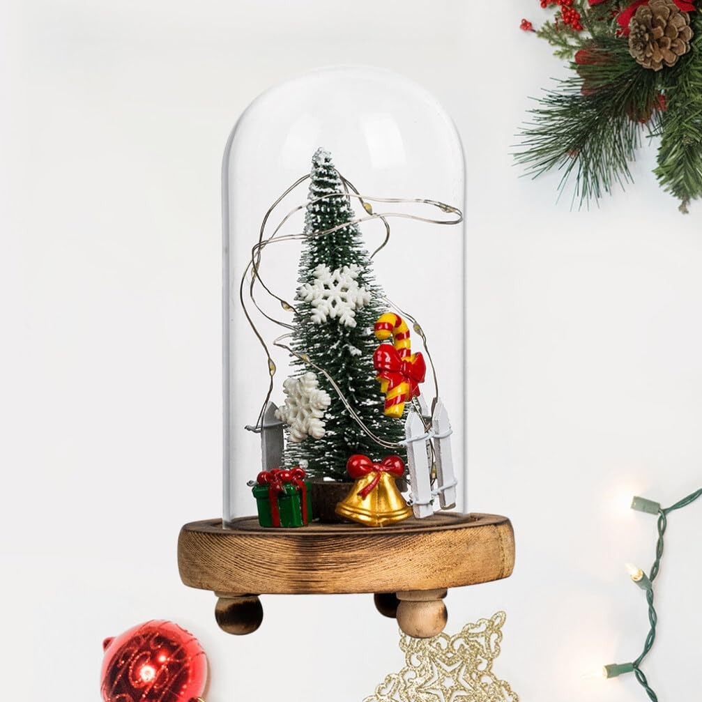 Happyyami 2pcs Christmas Tree Globe Lantern Fairy Lights Glass Dome with Christmas Tree Christmas Decortive Night Lights Christmas Tree Lights Xmas Night Lights Led Office Bell Shaped