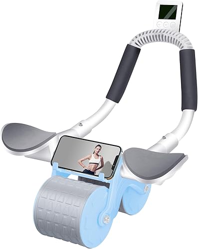Rueda de rodillo Ab,con temporizador Rueda abdominal de rebote automático,Soporte de codo Abs Roller Wheel Core Equipo de ejercicio