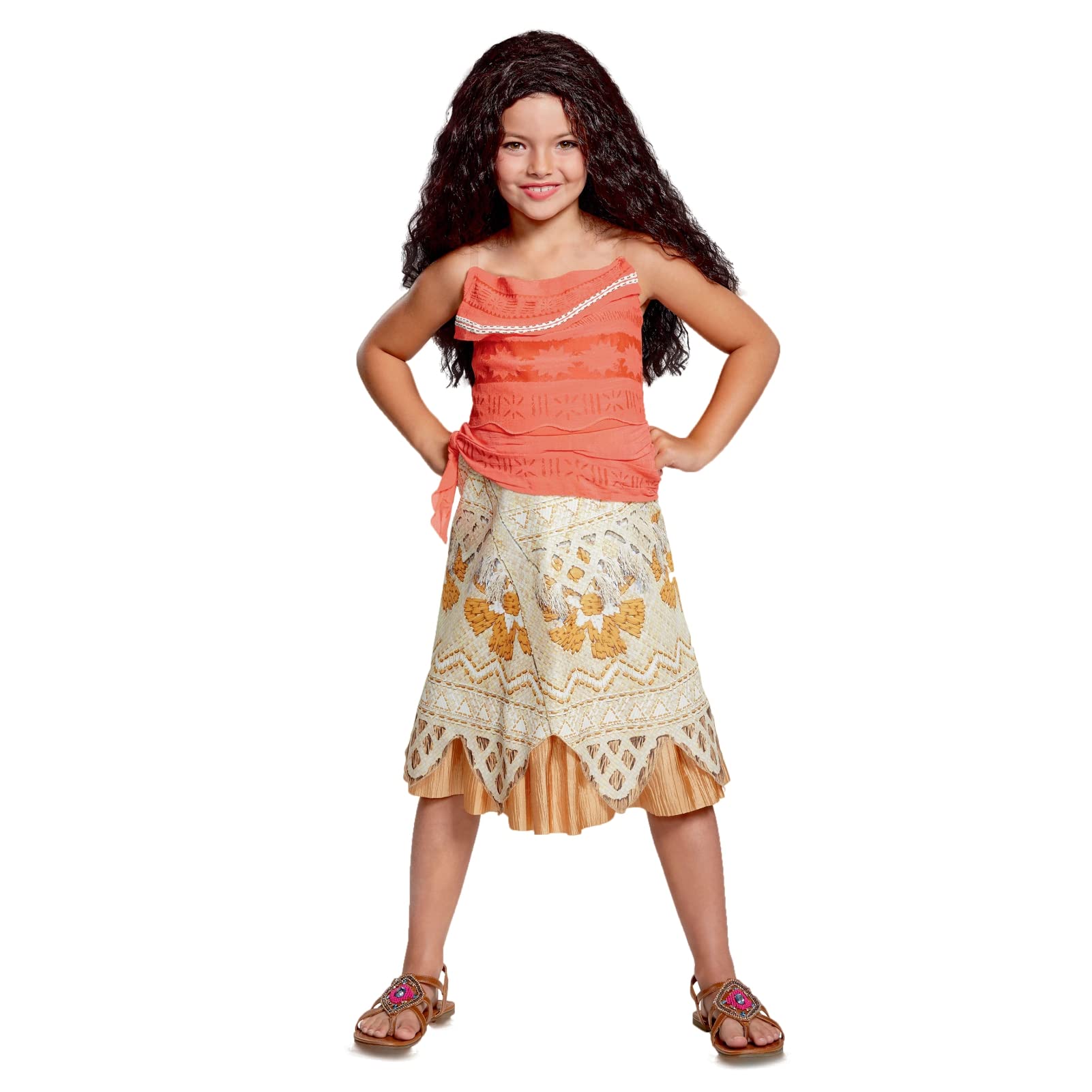 Disney Officiel Deguisement Vaiana Enfant Deluxe, Déguisement Princesse Fille disponible en tailles XS, S et M