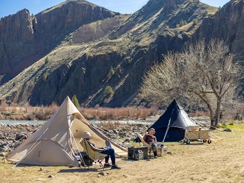 DOD RX Pyramid Tent for Camping - Durable All Season Teepee Tent for Adults Outdoor Camping - 4 Person Tipi Pyramid-Shaped Camping Tent - Quick Easy Setup - Medium