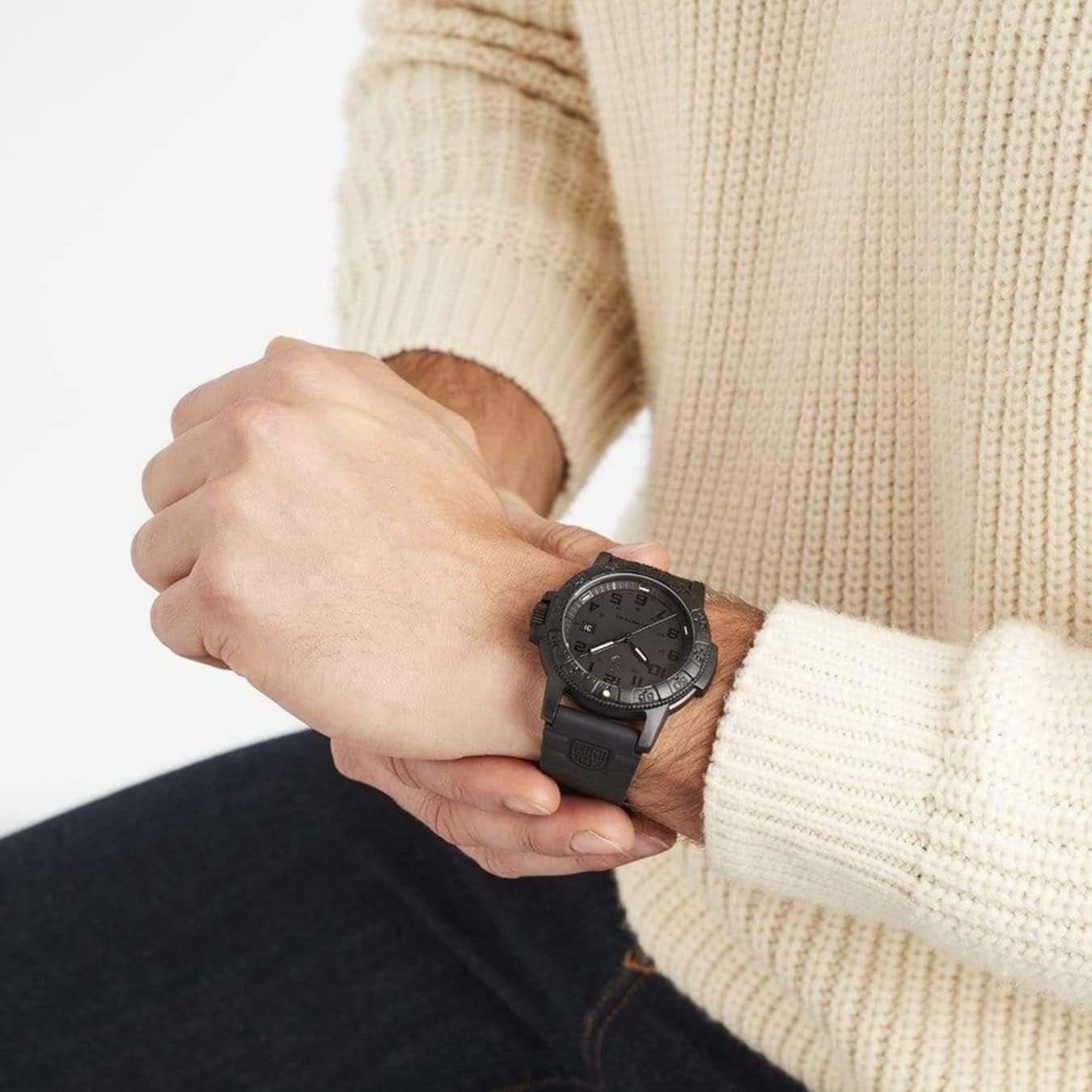 Luminox - Watch Strap FPX.2201.20B.1.K - 22mm Black PU Watch Band with Stainless Steel Buckle - Watch Straps for Men for 0320 0321 0325 - Replacement Watchbands for Mens Watches, Black, 22mmm, strap