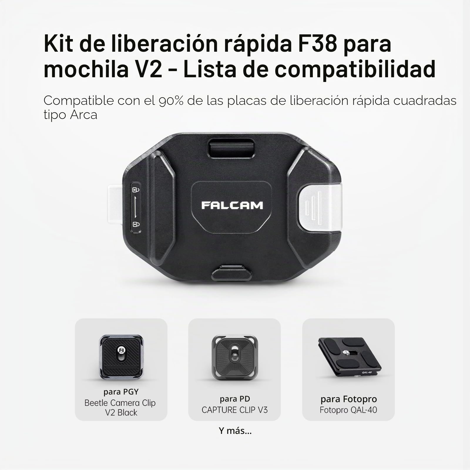 FALCAM F38B3803 Kit Clip Camera V2, F38 Clip Mochila con Placa para Mochila, Correa de Hombro y cámara