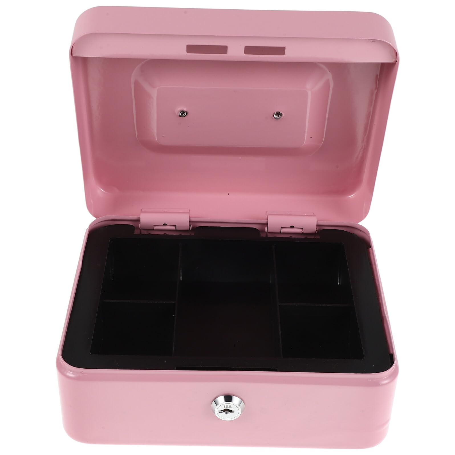 NOLITOY Caja Fuerte Portátil Rosa con Llave y Bandeja Contenedor Seguro con Múltiples Compartimentos para Dinero Joyas y Documentos Caja de Almacenamiento con Cerradura para Oficina Viaje