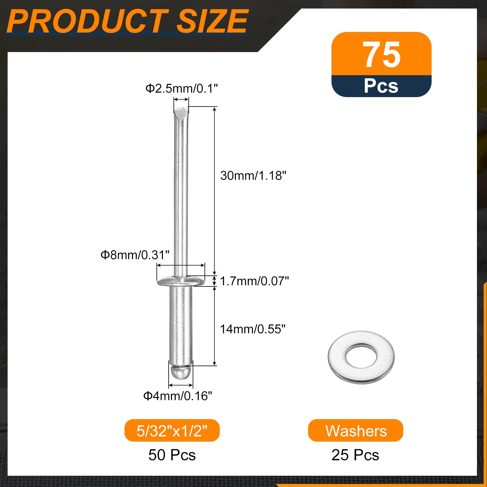 910047BLK Rivet 1/8 Small Head, Aluminum, Box of 250 910047-BLK