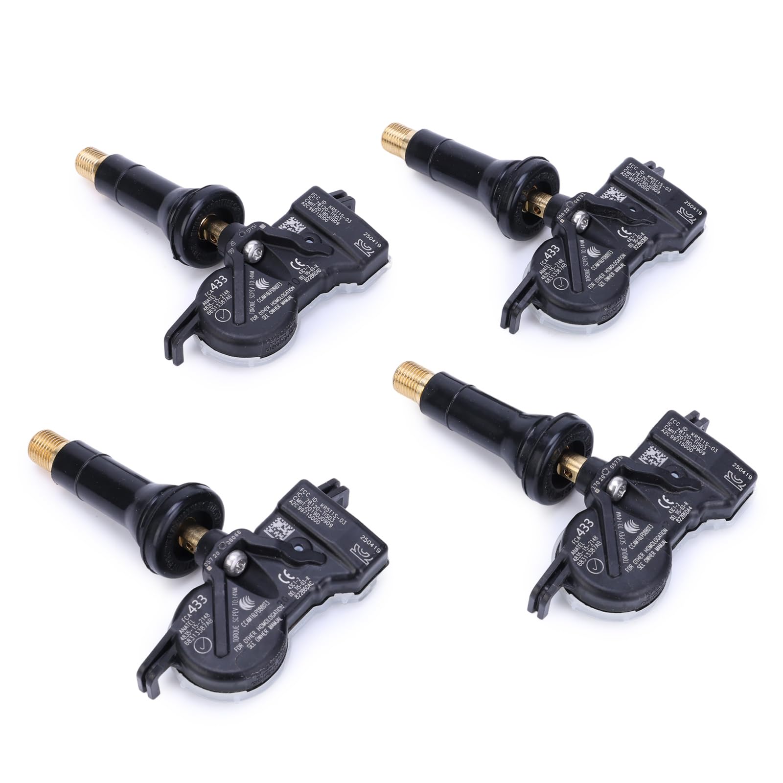 4 pezzi Sensore TPMS per pressione pneumatici per Fiat 500X 2015-2024, per Jeep Renegade 2014-2025, Compass 2017 Sensore di pressione pneumatici Sistema di controllo della pressione dei pneumatici