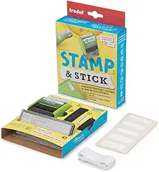 Kit de carimbo Trodat Stamp Stick autotintado, automático,tam. 34x14mm, Tinta Preta permanente - Para carimbar diretamente em tecido, plásticos e papel. Marcador para identificação