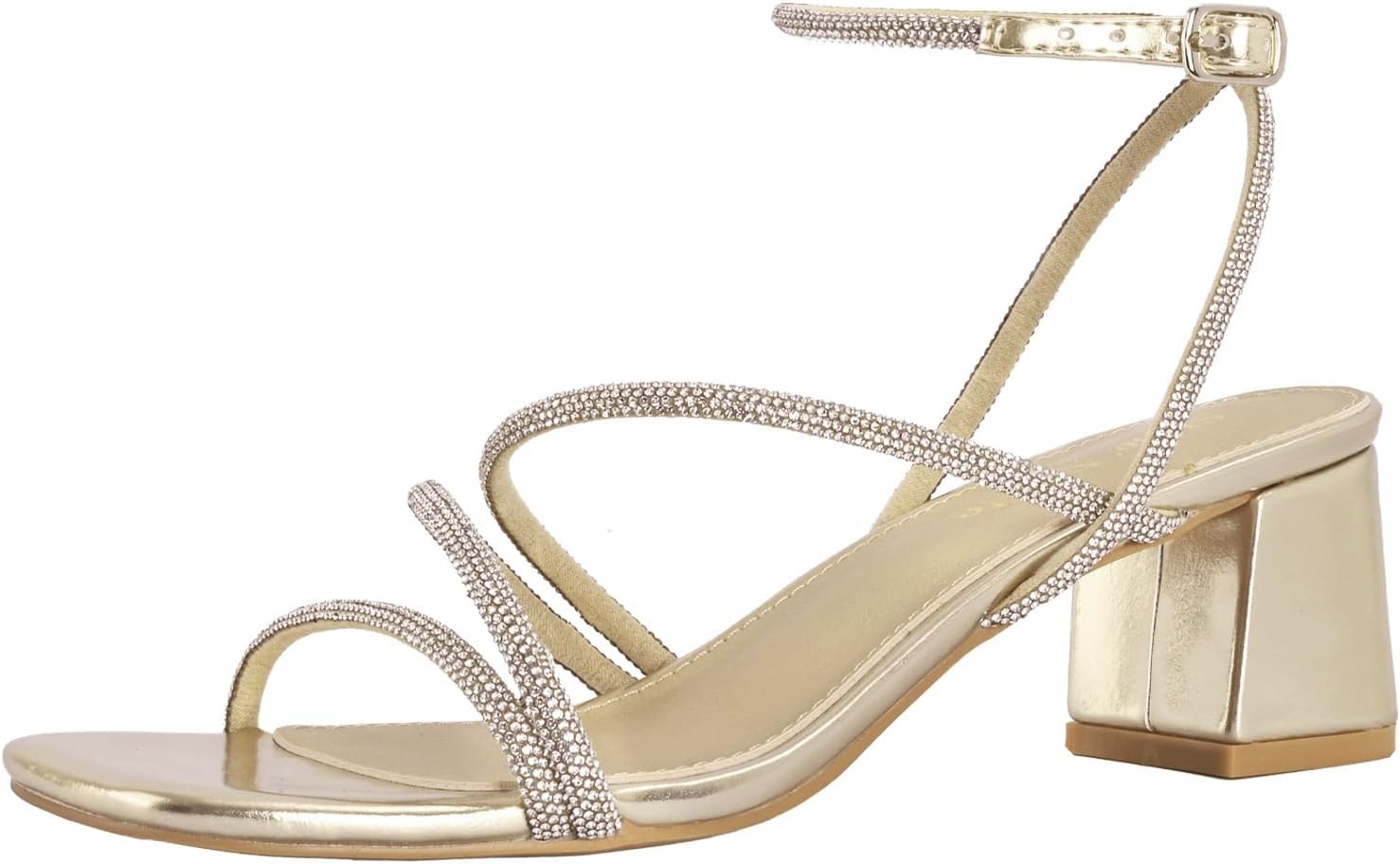 Shoe'N Tale Strappy Heels for Women Low Chunky Block Heel Dress Shoes Square Open Toe Ankle Strap Heeled Sandals