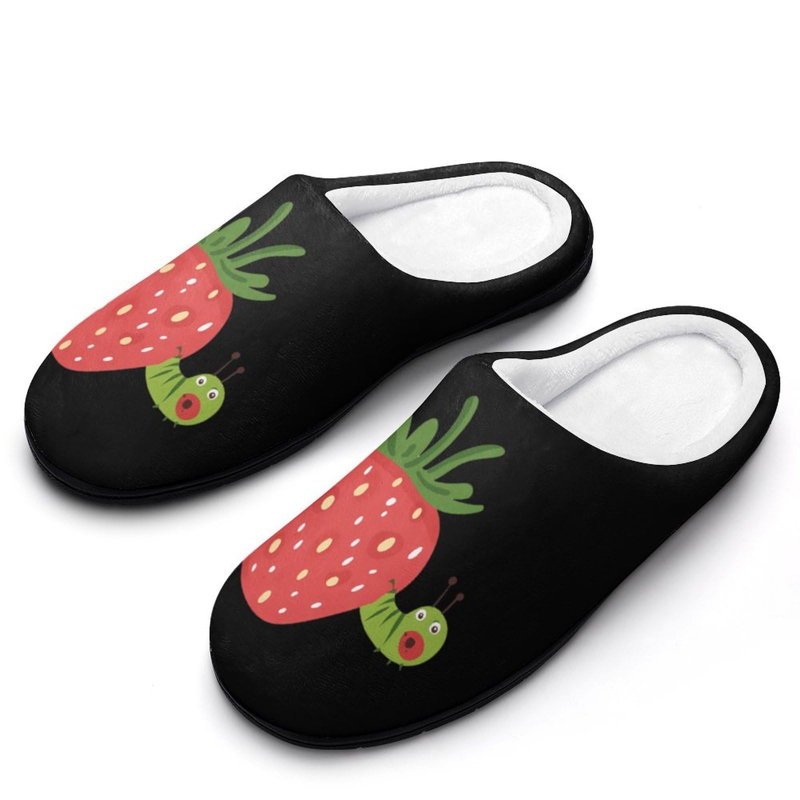 Strawberry Caterpillar Cotton Slippers for Women Soft Comfort Warm House Slipper for Indoor Outdoor