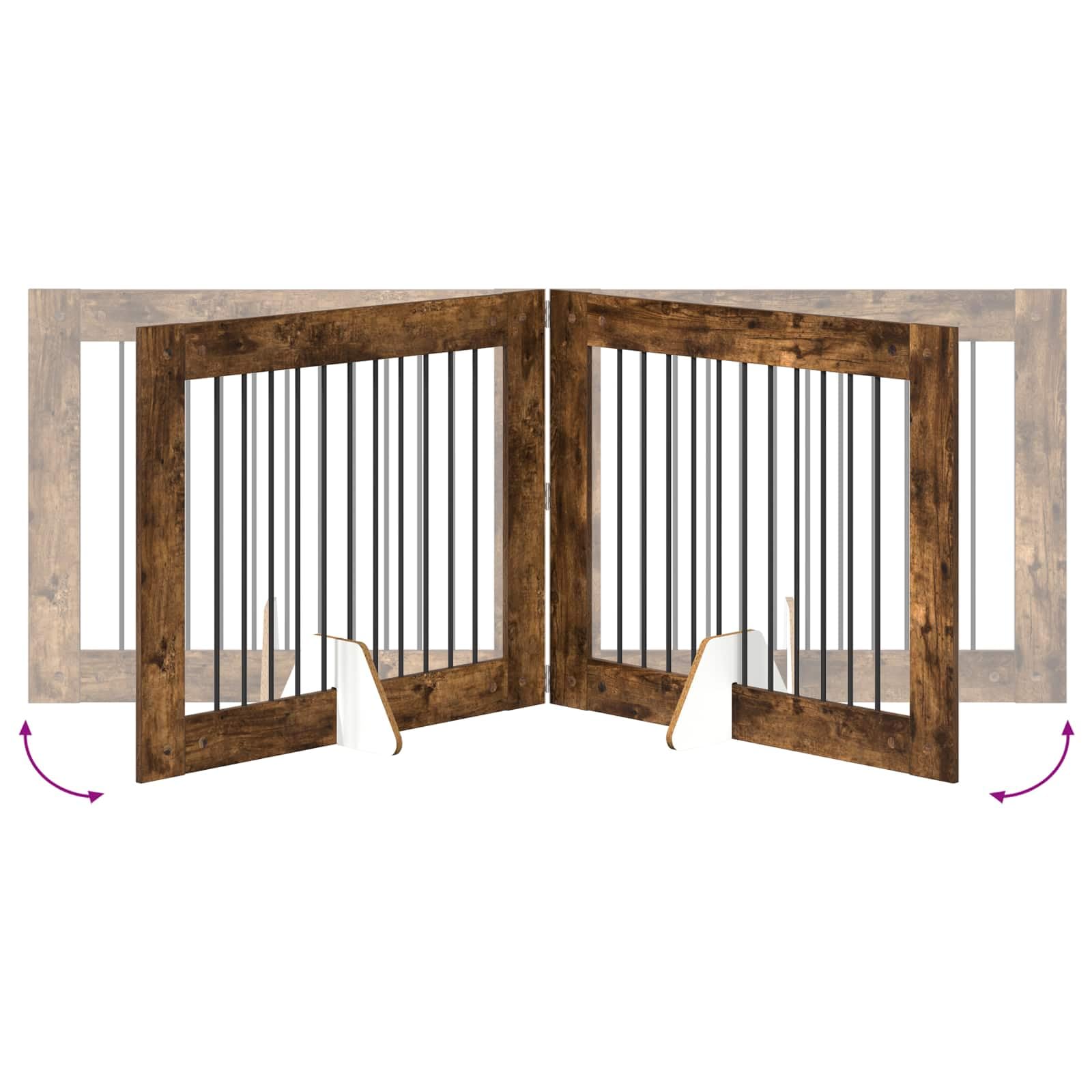 Portería para perros con soporte, 4 piezas de roble ahumado de 100 x 80 cm, plegable y portátil, ideal para caño interior, protección y alojamiento seguro de cachorros y perros