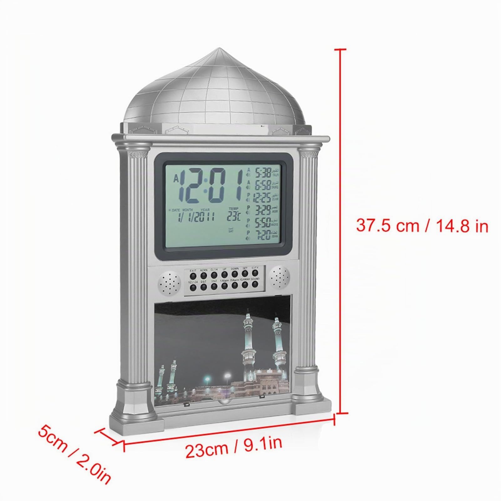 Horloge Plastique Réveil Numérique avec Écran LCD pour Prière Nimaz