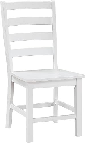 Miniatura 4 de Lexicon Juego de 2 sillas de comedor con patas de madera maciza y reposapiés, sillas de comedor de granja con respaldo de escalera alta, sillas de