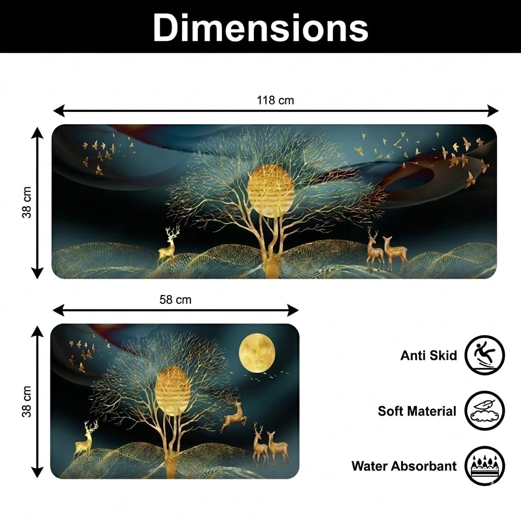 Arviz Floral Kitchen Mat - Anti-Slip & Washable -2