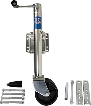 Jeremywell 2000lbs Trailer Jack with Double Wheel, Adjustable 12" Lift Travel, Boat On for Boat RV Utility, Swivel Tongue Towing Dual Wheel