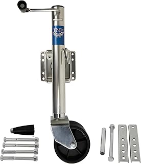 Jeremywell 2000lbs Trailer Jack with Double Wheel, Adjustable 12" Lift Travel, Boat On for Boat RV Utility, Swivel Tongue Towing Dual Wheel