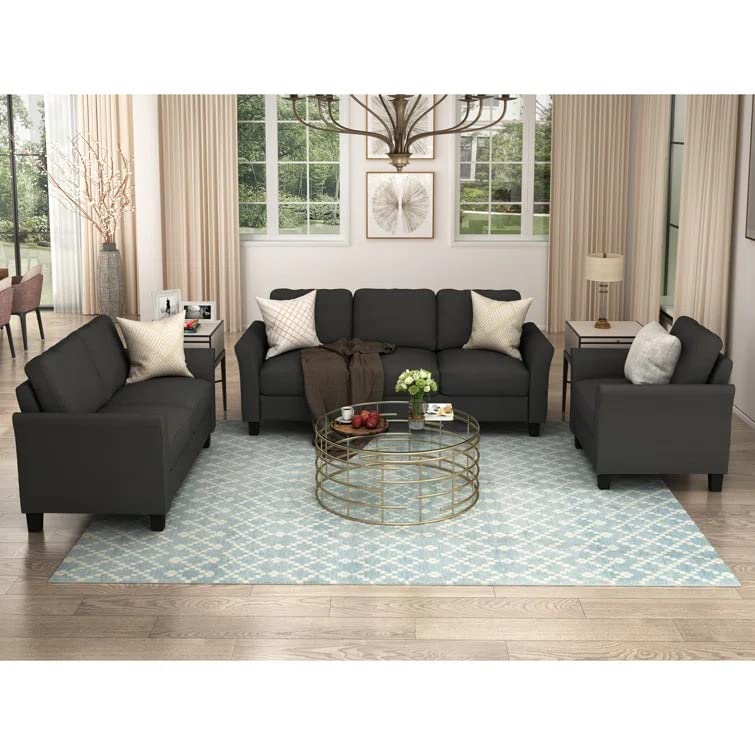 Harlem 3+2+1 Sofa Set for Living Room (Black)-image-45
