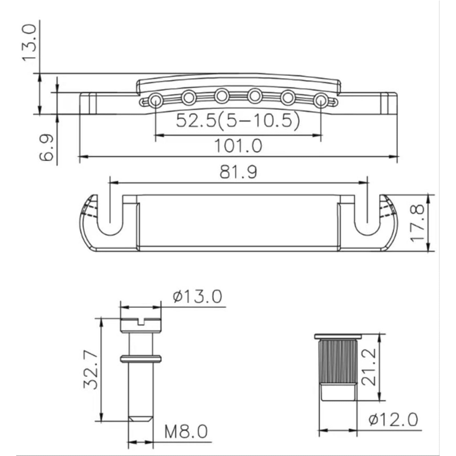 Mostek Gitarowy Standardowy Mostek Gitarowy Z Siodłem Rolkowym Końcówka Kotwami I Kołkami Do Płyt LP(BR)