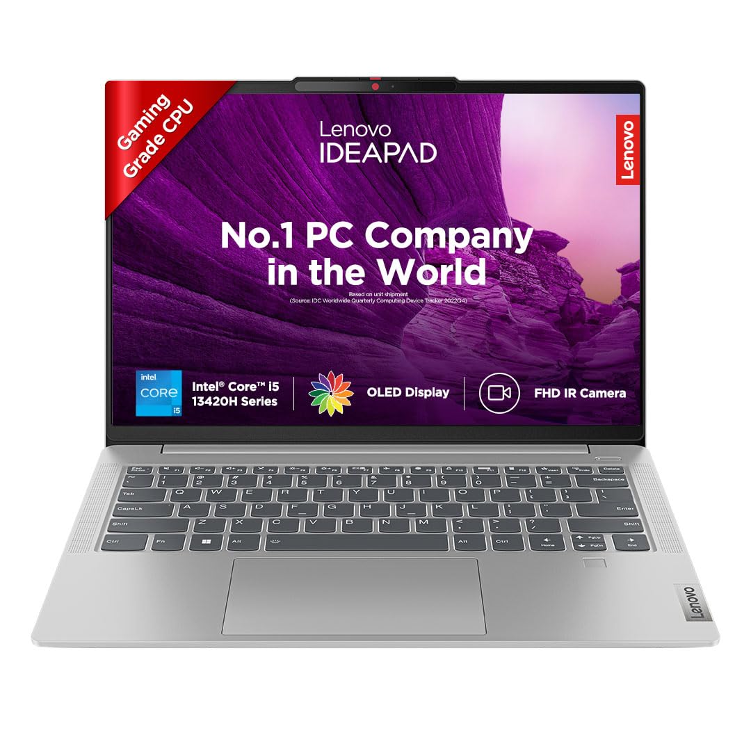 Lenovo IdeaPad Slim 5 13th Gen Intel Core i5 13420H 14" (36cm) WUXGA OLED 400Nits Laptop (16GB/1TB SSD/Win 11/Office 2021/Backlit KB/FHD 1080p Camera/Alexa/3 Month Game Pass/Grey/1.46Kg), 82XD006GIN
