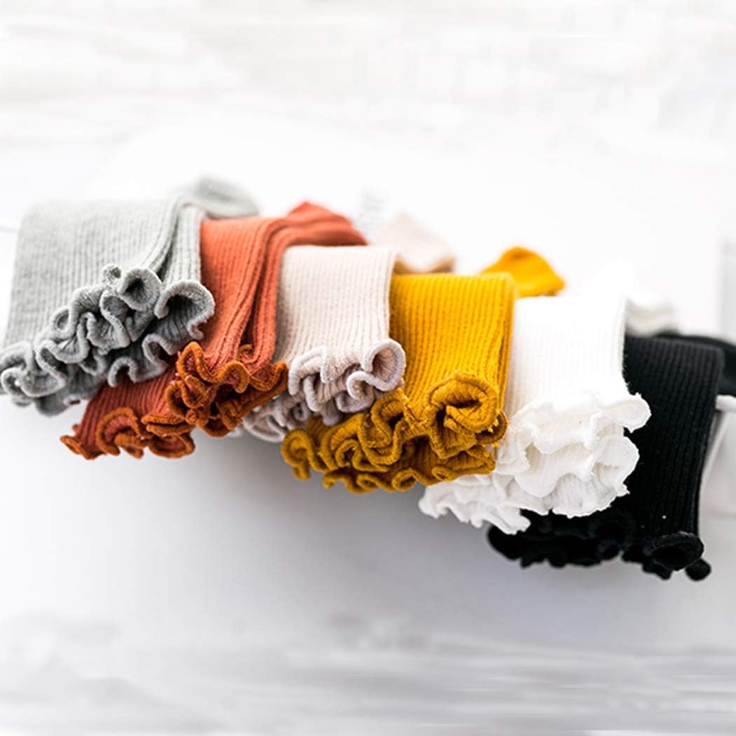 Ashmyova Baby Girls Boys Combed Cotton Socks Toddler Ankle Ruffles Sock Non-Slid for Newborn Infant Childrens