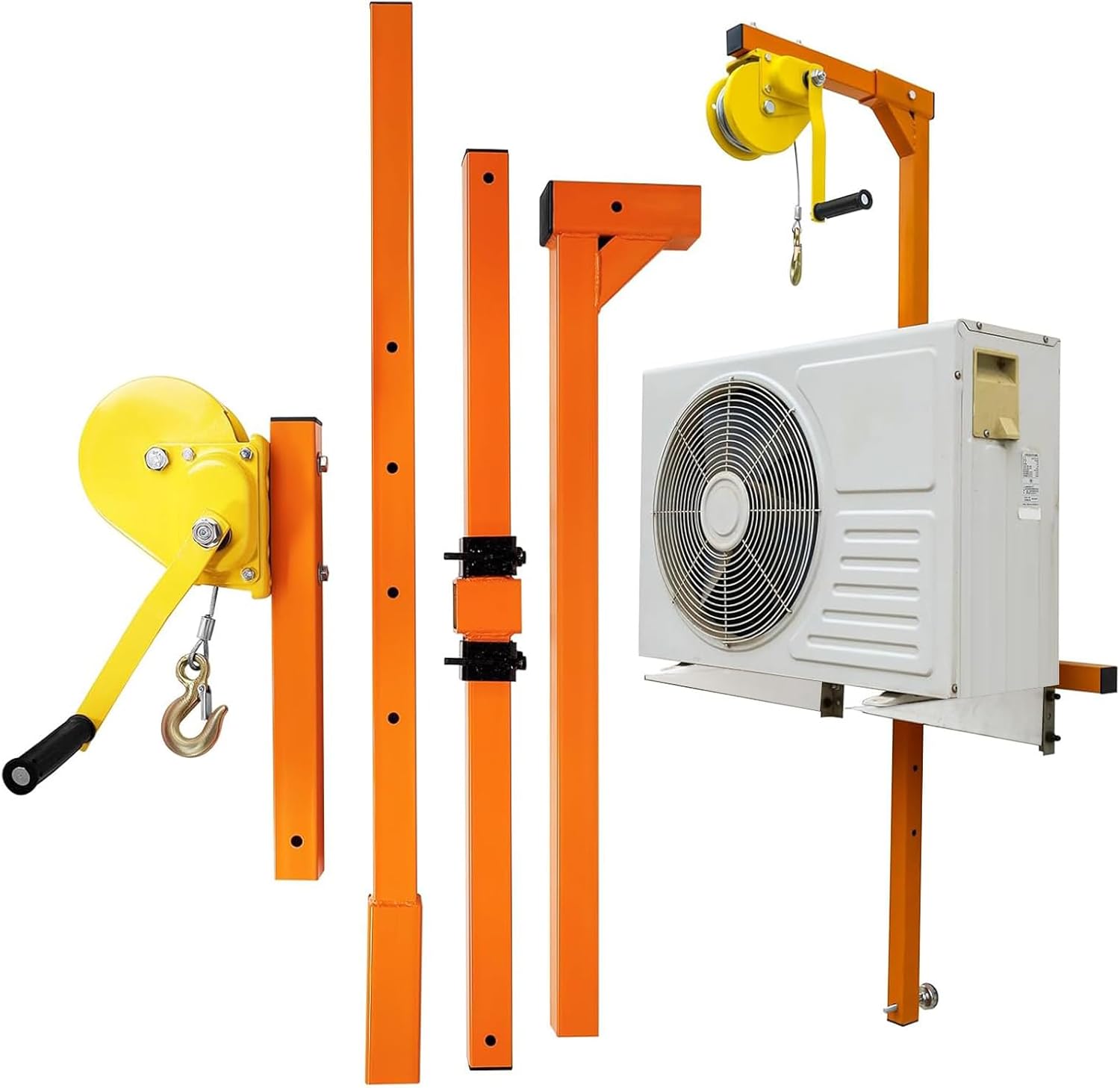 Air Conditioning Installation Tool Set 30m Cable Hand Winch 330lbs Hoist Crane for Outdoor AC Unit Mounting Perfect for HVAC Professionals and DIY Enthusiasts,20M/65Feet